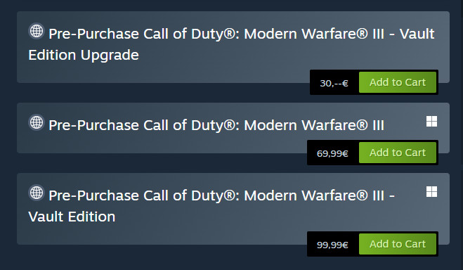 Modern Warfare III árak