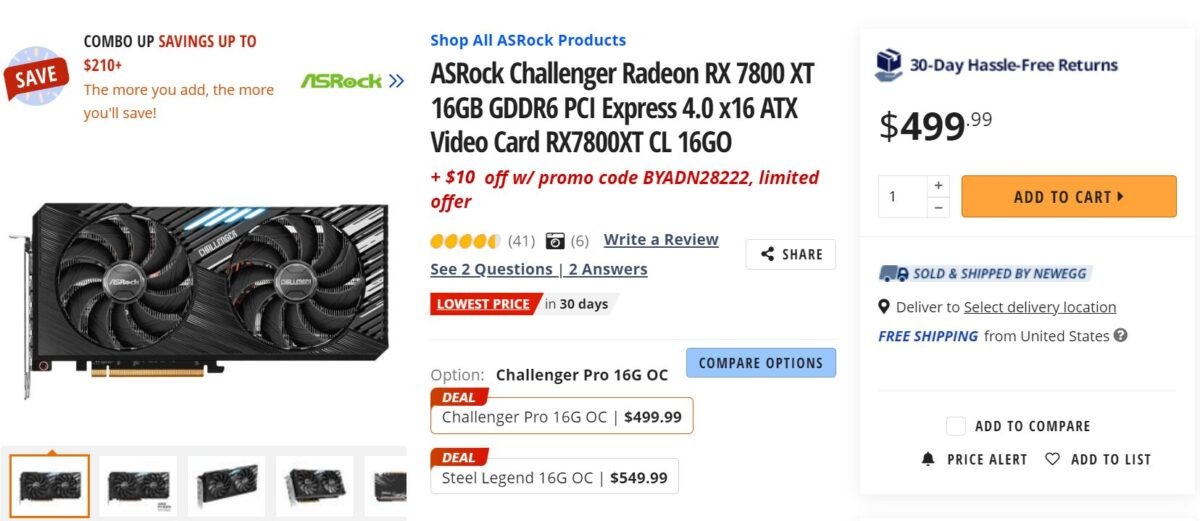 AMD ASROCK 7800 XT árcsökkentés
